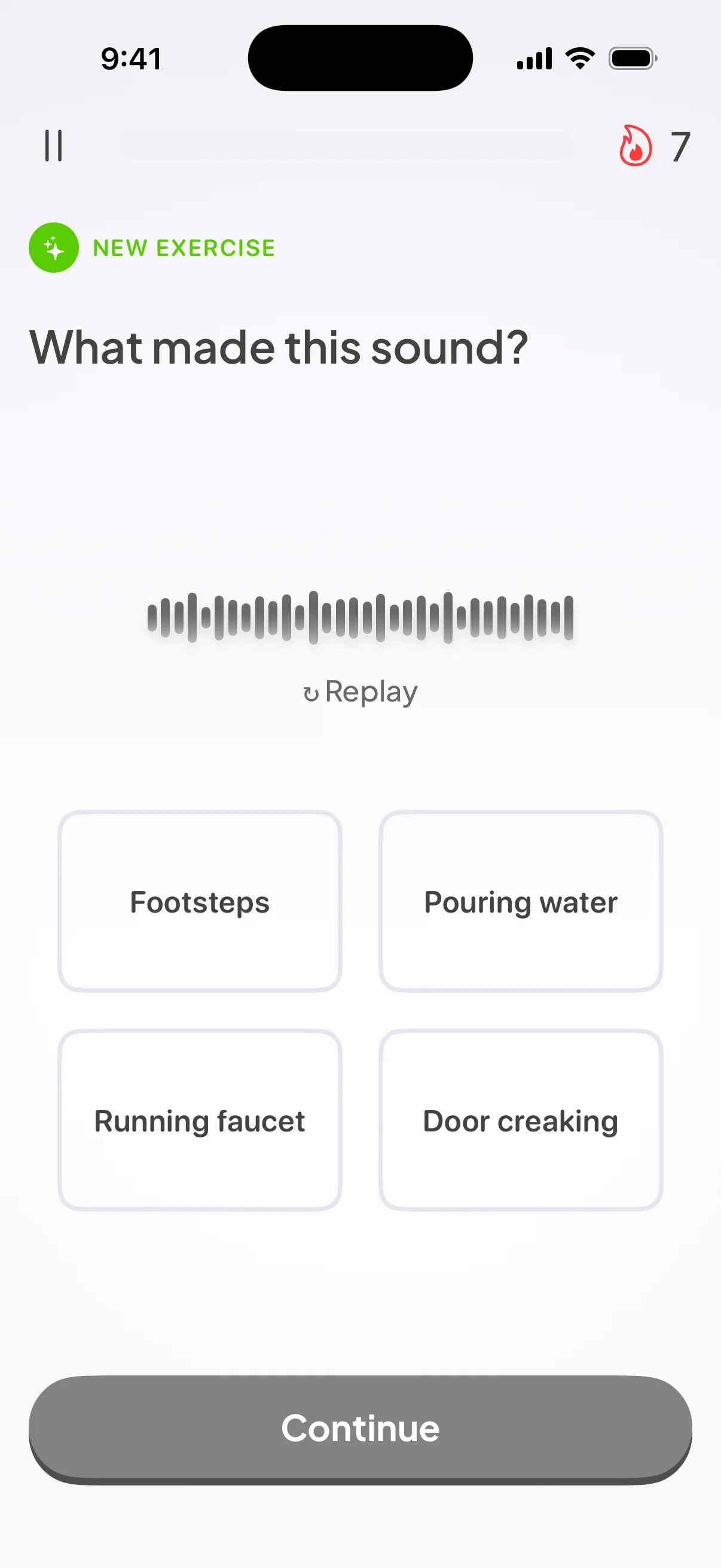 Sonara listening practice asking which everyday sound you heard