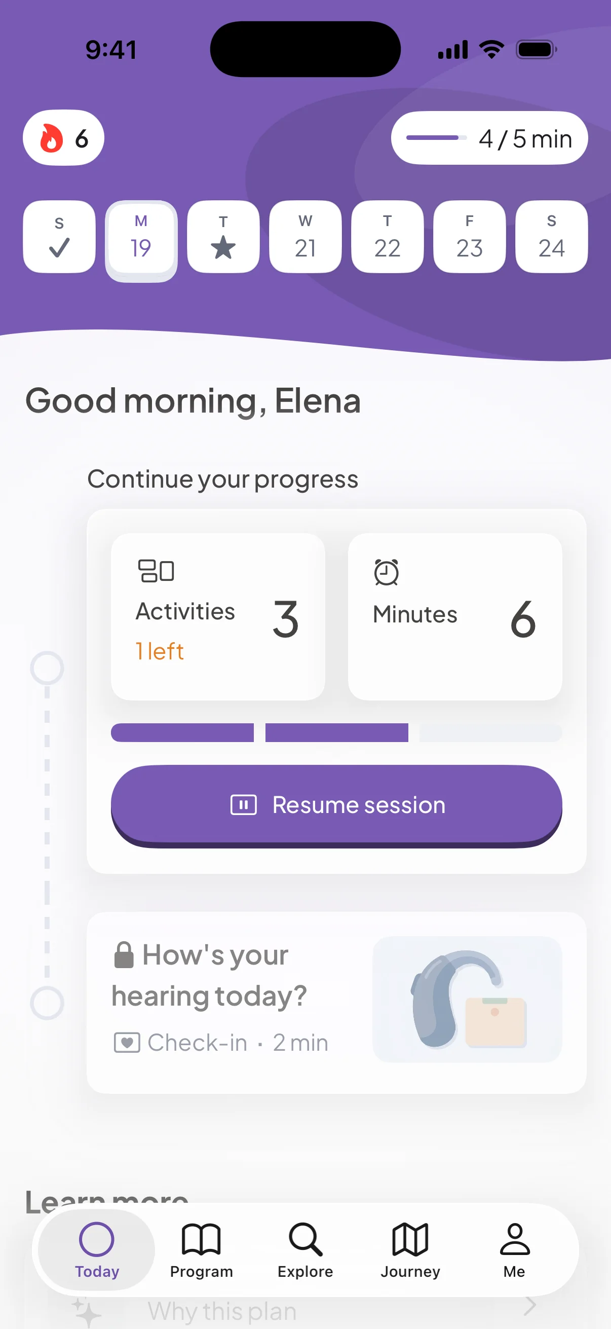 Sonara: today’s training plan with guided daily sessions